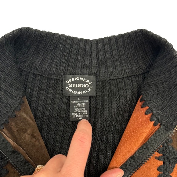Vintage Suede Leather Knit‎ Vest Western Designers Studio Originals Size Large - Picture 8 of 8